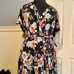 SOLD TORRID Plus Size Formal Floral Faux Wrap Summer Dress